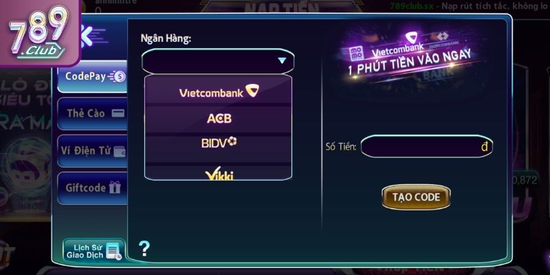 Cách thực hiện nạp tiền 789CLUB

