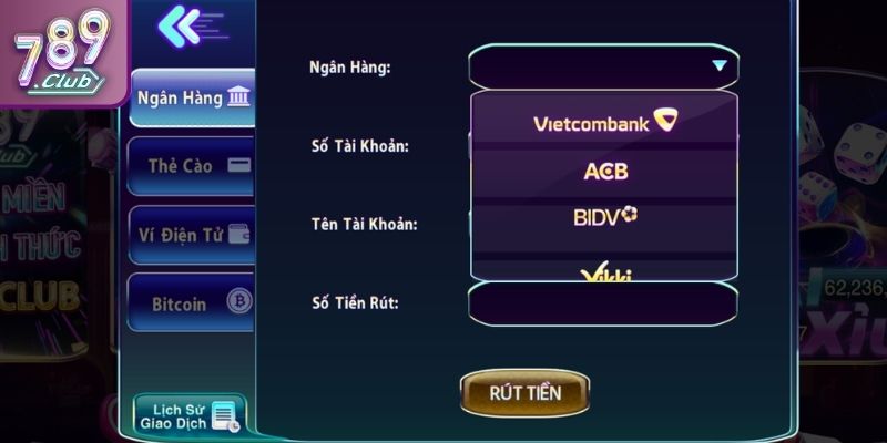 Hướng dẫn thao tác rút tiền 789CLUB